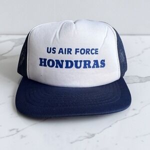 US Air Force Vintage Honduras Trucker Hat Mens OSFA Blue Mesh Snapback Cap
